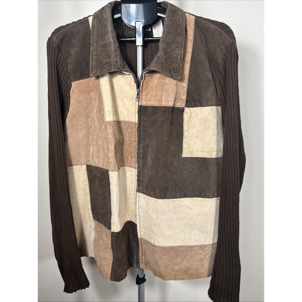 Fiorlini International Plus  Leather And Knit Women Jacket Size Full Zip 22/24